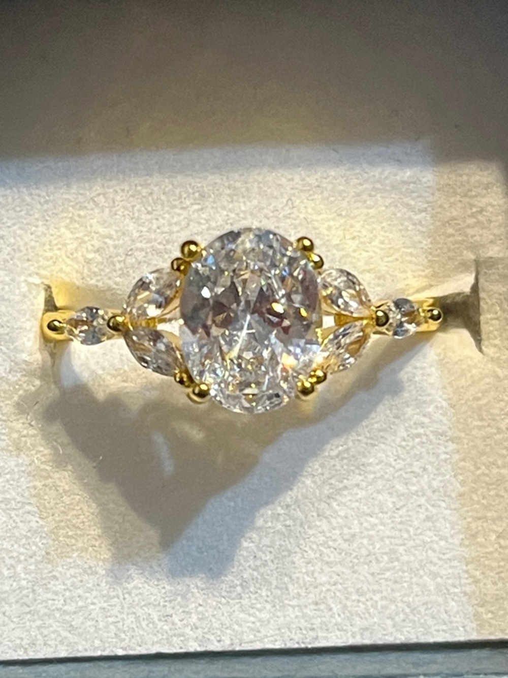 14 k gold plated synthetic cz ring